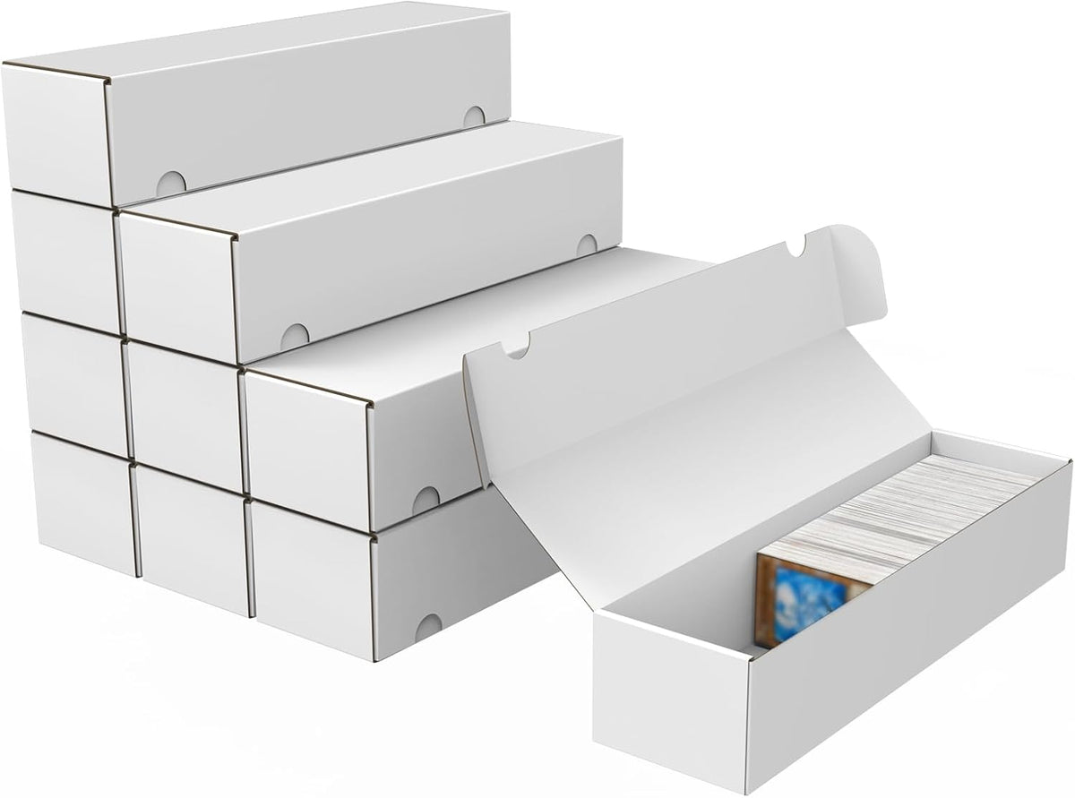 Trading Card Storage Box, 10-Pack 1100 Count White Corrugated Cardboard Box