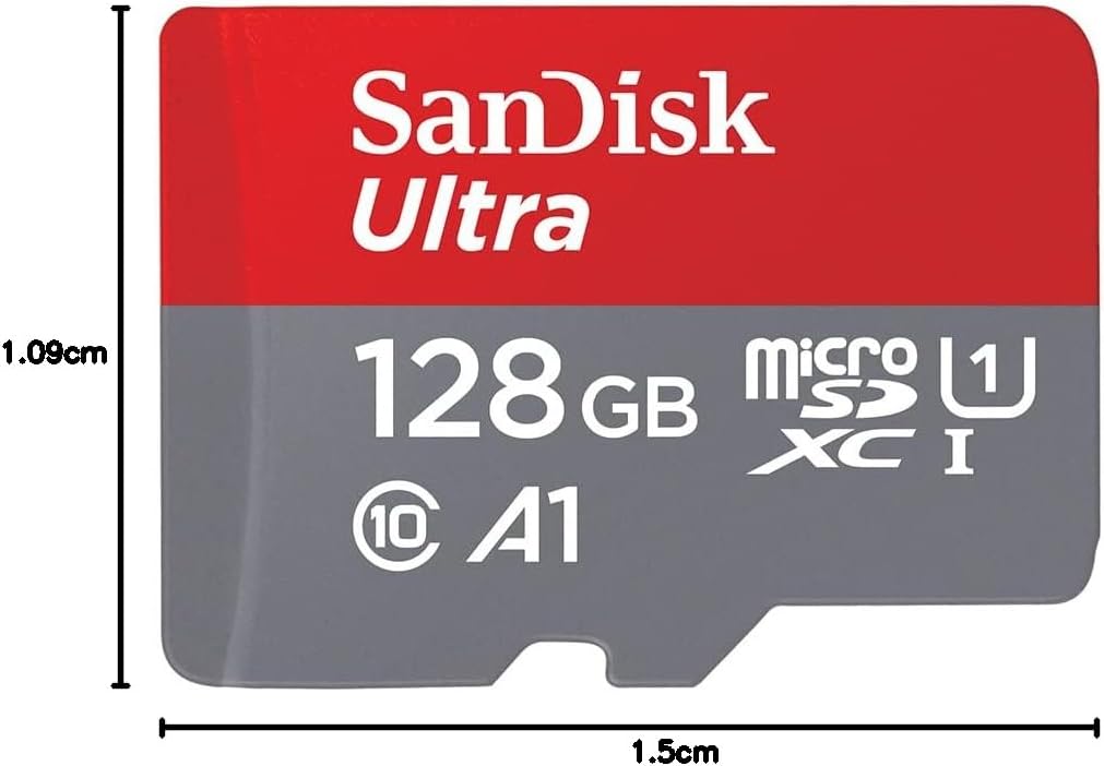SanDisk 128GB Ultra microSDXC card + SD adapter, Memory card Full HD, up to 140 MB/s, For smartphones and Tablets, with A1 App Performance, UHS-I, Class 10, U1