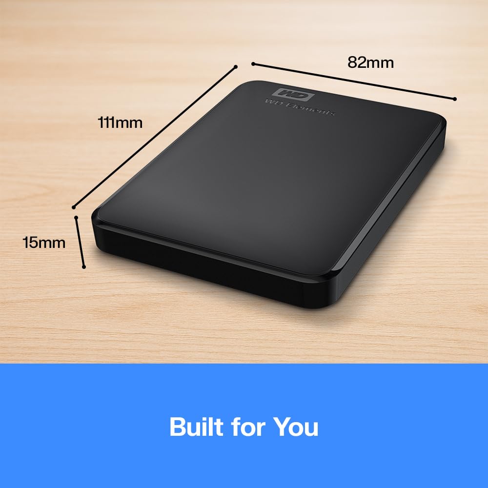 WD 2TB Elements AE Portable External Hard Drive, SuperSpeed USB 3.2 Gen 1/USB 3.0, Plug-and-Play, Formatted for Windows, Black