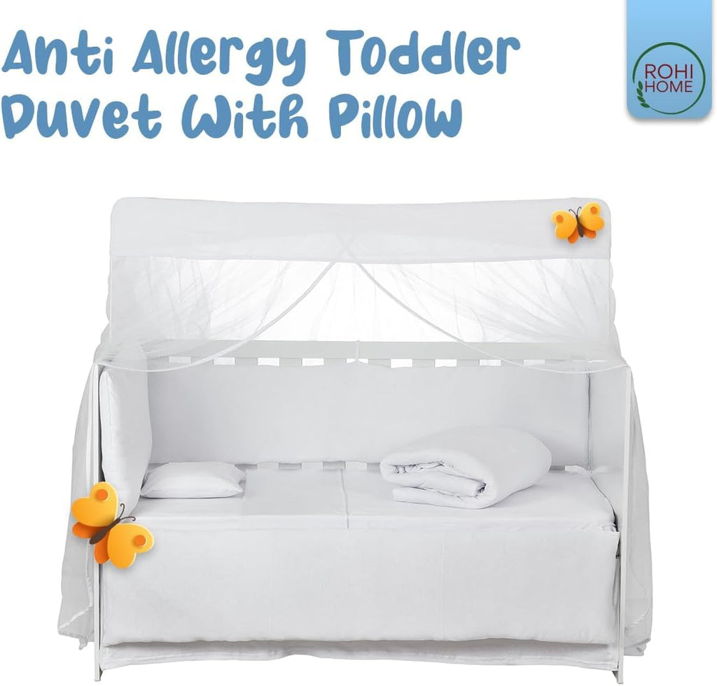 Rohi 7.5 Tog Cot Bed Duvet and Pillow Set – Microfibre Anti-Allergy Toddler Duvet & Pillow – Lightweight, Breathable & Ultra Comfy Baby Quilt 120cm x 150cm