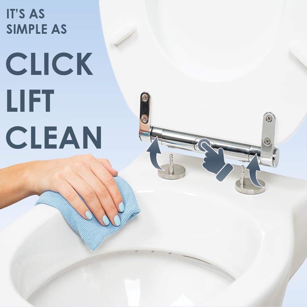 AQUALONA® Luxury Grey Oak Effect Toilet Seat - Soft Close MDF Moulded Wood Seat with Quick Release Button and Durable Hinges - Comfortable, Easy to Clean and Install with Universal Fittings