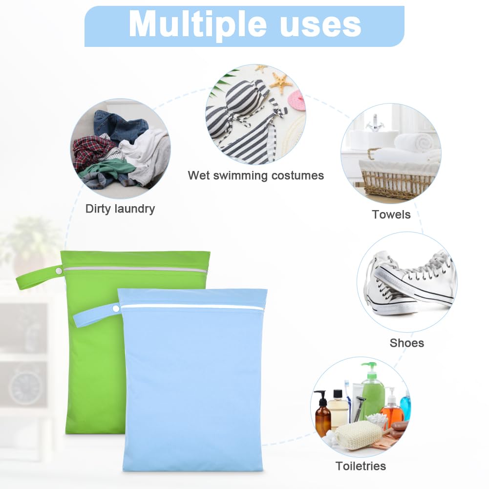 3PCS Wet Bags for Baby Items, Wet Swimsuits, Beach, Camping(Black)