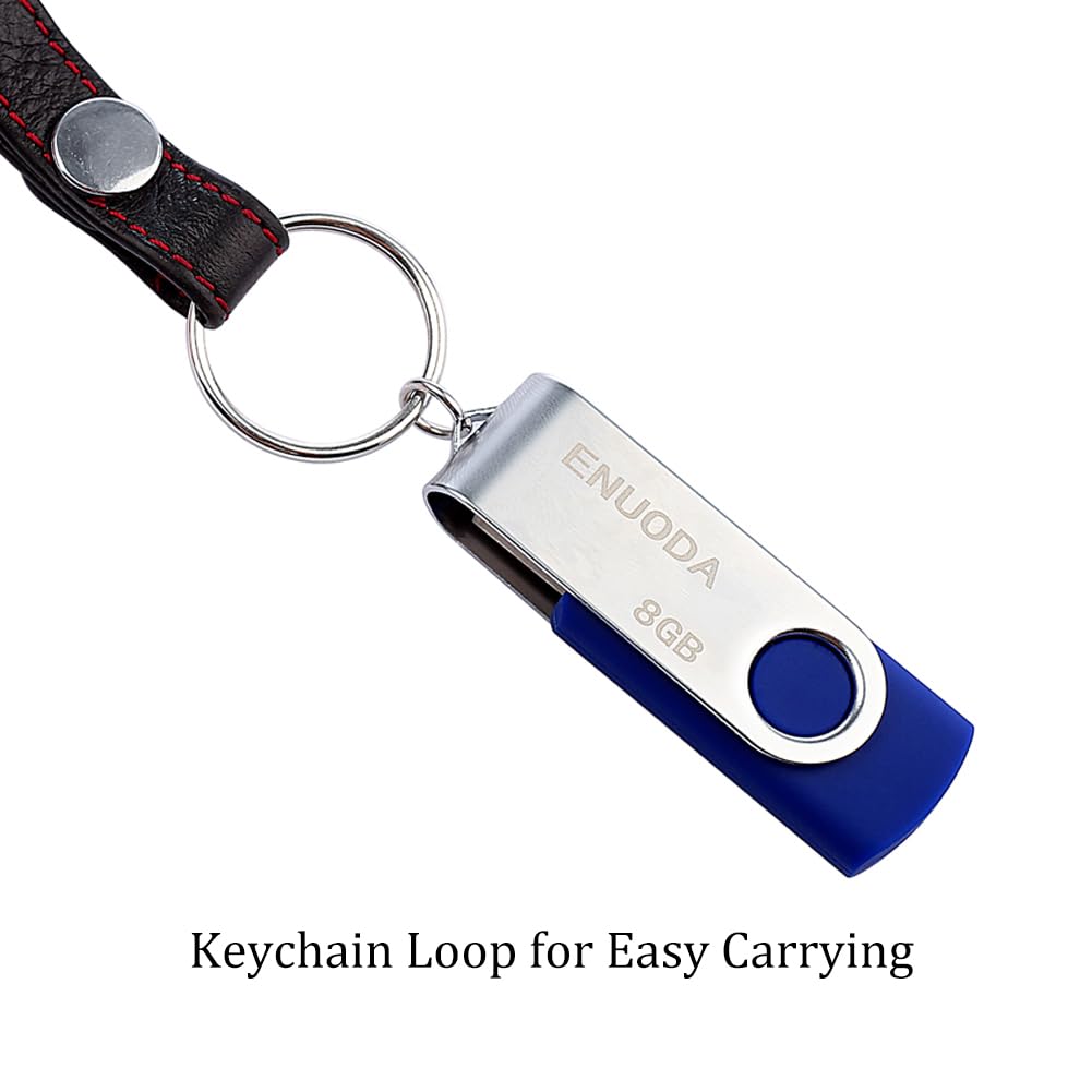ENUODA Memory Stick 32GB USB 2.0 Flash Drives Swivel Design Pen Drive Fold Storage Thumb Drive with LED Light(Blue)