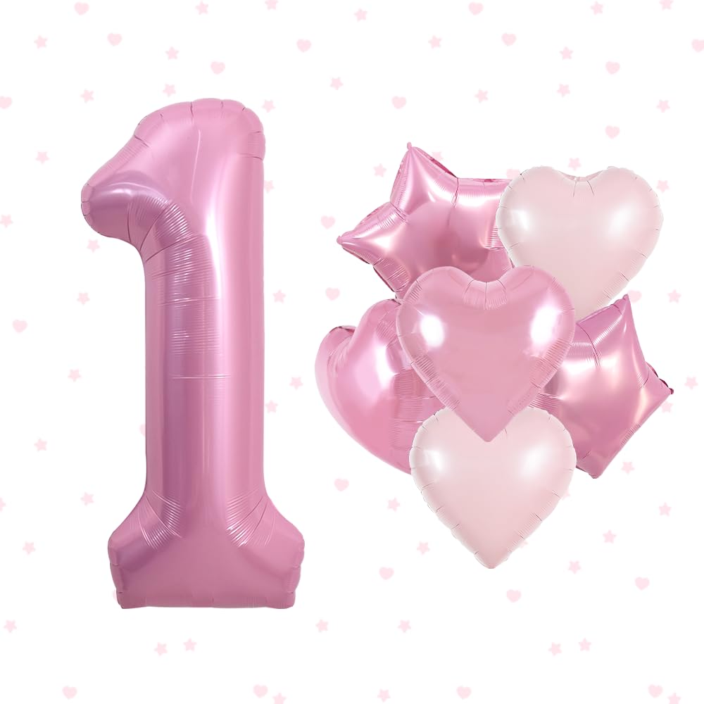 TONIFUL 40 Inch Pastel Purple Number 1 Balloon – Big Lilac Mylar Foil Number Balloons for Anniversary Girl's 1st Birthday, Lavender Gender Neutral Baby Shower, Butterfly Theme Party Decorations