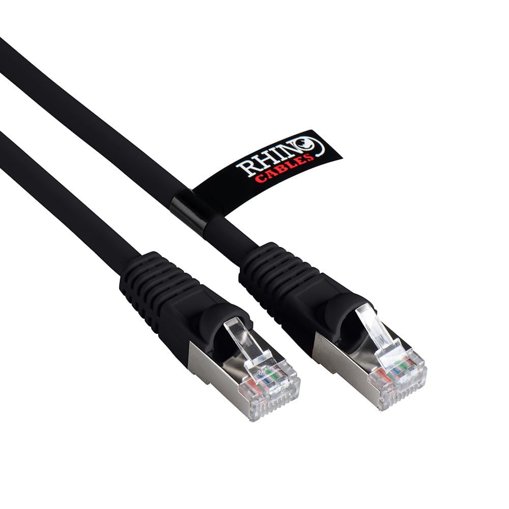 rhinocables CAT 6a Ethernet Cable | 10Gbps S/FT High-Speed & Large Bandwidth Data Transfer | Reliable LAN Network RJ45 Cable | Wi-Fi Broadband Cable for Seamless Gaming & Streaming (0.25m, Black)