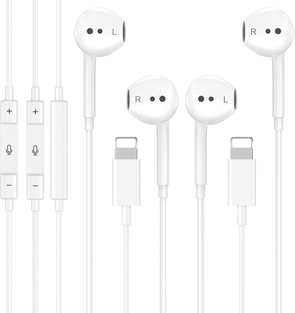 2 Pack [Apple MFi Certified] Wired Earphones for iPhone 14 13 12 11 Pro Max