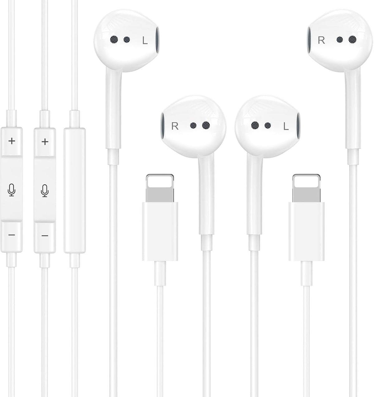 2 Pack [Apple MFi Certified] Wired Earphones for iPhone 14 13 12 11 Pro Max