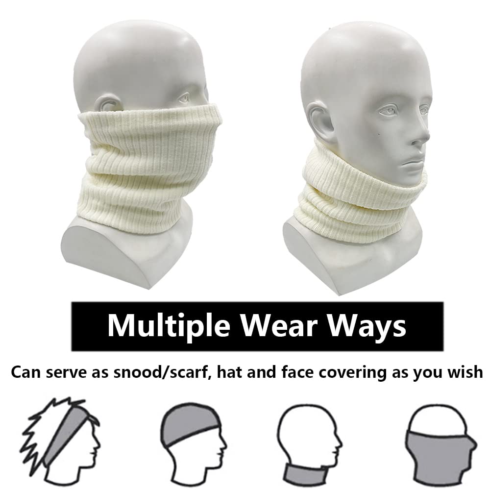 ehsbuy Fleece Neck Warmer Thermal Snoods Unisex Thick Winter Cold Weather Knitted Circle Scarf for Cycling Motocycle Sports