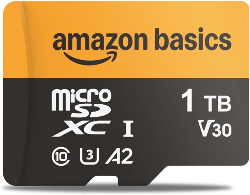 Amazon Basics 1TB Micro SD Card, Read Speed Up to 200MB/s, 1-Pack