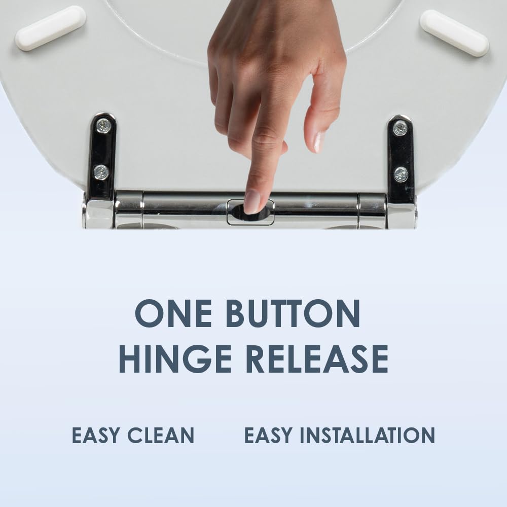 AQUALONA® Luxury Grey Oak Effect Toilet Seat - Soft Close MDF Moulded Wood Seat with Quick Release Button and Durable Hinges - Comfortable, Easy to Clean and Install with Universal Fittings