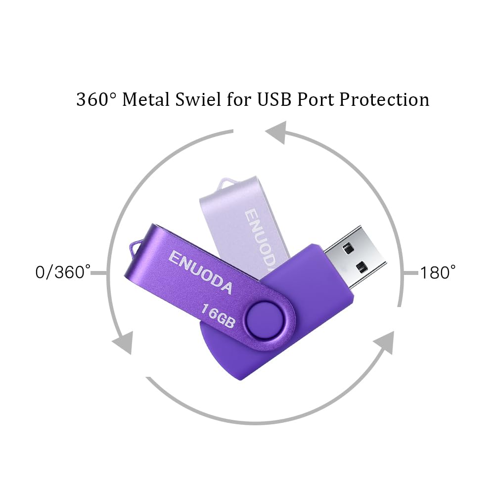 ENUODA Memory Stick 32GB USB 2.0 Flash Drives Swivel Design Pen Drive Fold Storage Thumb Drive with LED Light(Blue)