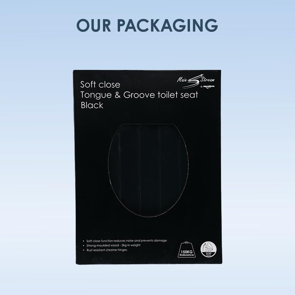 AQUALONA® Luxury Grey Oak Effect Toilet Seat - Soft Close MDF Moulded Wood Seat with Quick Release Button and Durable Hinges - Comfortable, Easy to Clean and Install with Universal Fittings