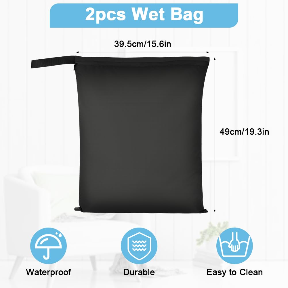 3PCS Wet Bags for Baby Items, Wet Swimsuits, Beach, Camping(Black)