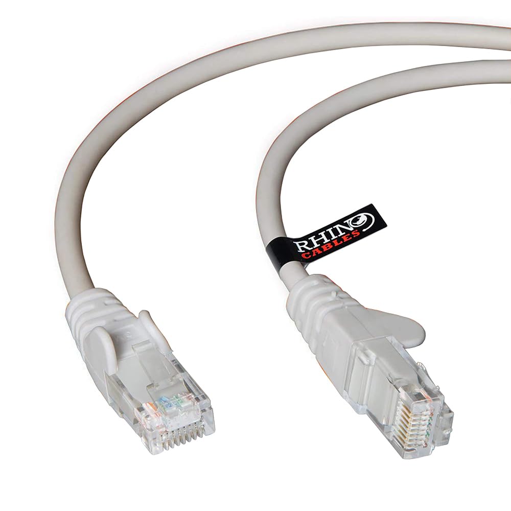 rhinocables CAT 5e High-Speed Ethernet Cable - Reliable LAN Network RJ45 Cable for Fast Internet & Data Transfer | Durable WiFi Broadband Cable for Gaming & Streaming, (20m, White, Pack of 25)