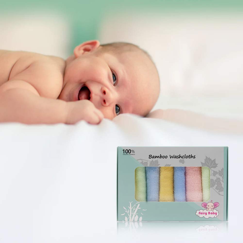 Baby Washcloths 100% Organic Bamboo Bath Washcloth Reusable Face Towels Anti-Bacterial Soft Towel Set Perfect for Newborn(5 Pack)