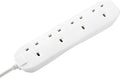 Masterplug Four Socket Extension Lead, 5 Metre Cable, Unswitched, 4-Way Plug Extension Cable, Power Strip, Basic Power, White, 13A, 4G, 5m, BFG5N