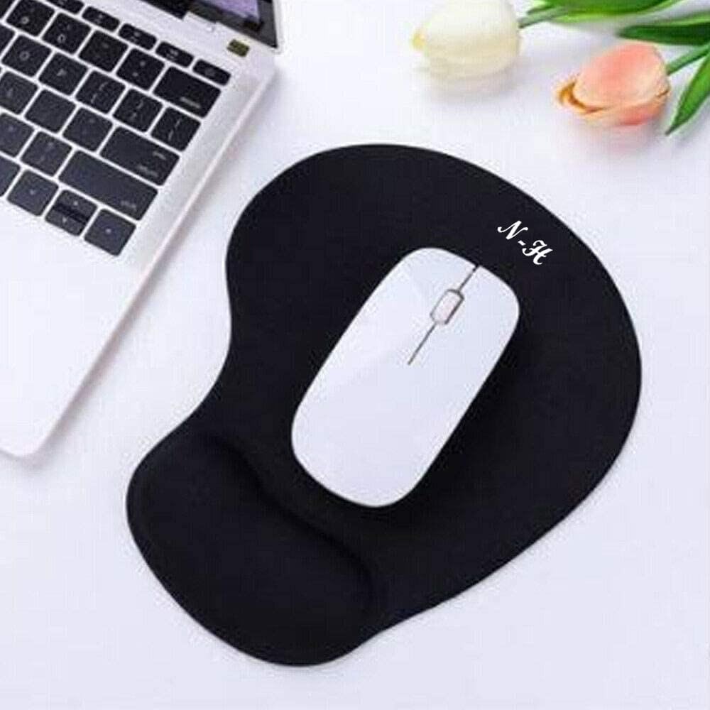 New Horrizon - Mouse Mat BLACK ANTI-SLIP COMFORT MOUSE PAD MAT WITH GEL FOAM REST WRIST SUPPORT FOR PC LAPTOP - Compatible with Laser and Optical Mice