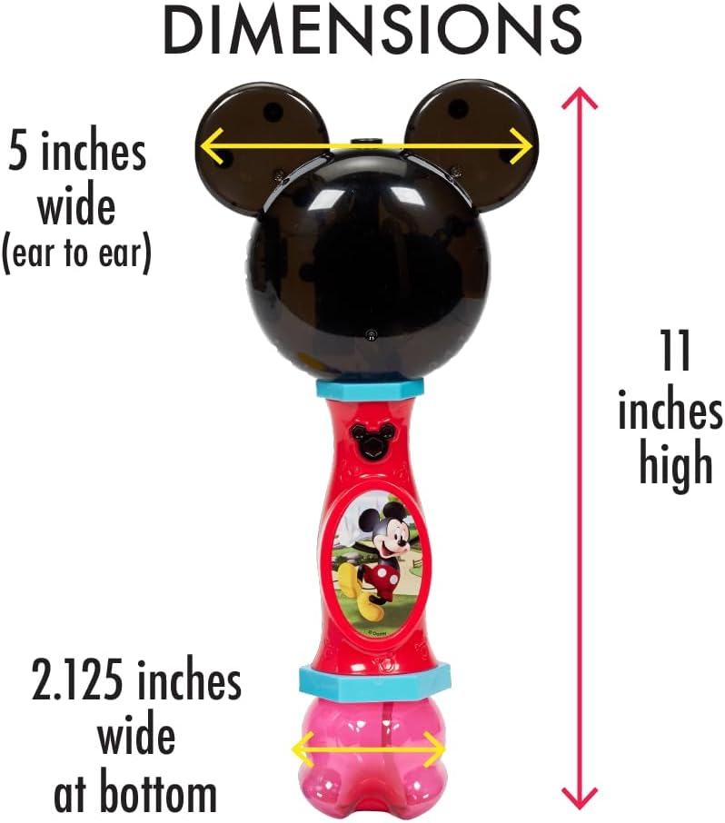 Little Kids Disney Mickey Mouse Light and Sound Musical Bubble Wand, Includes Bubble Solution, Multi (20511)