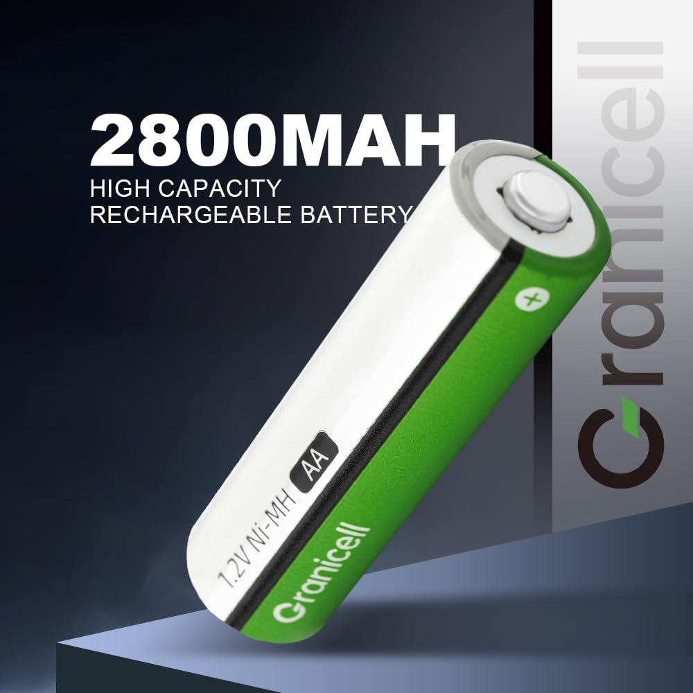 Granicell AA Rechargeable Batteries (12 Pack), 2800mAh, 1.2V NiMH