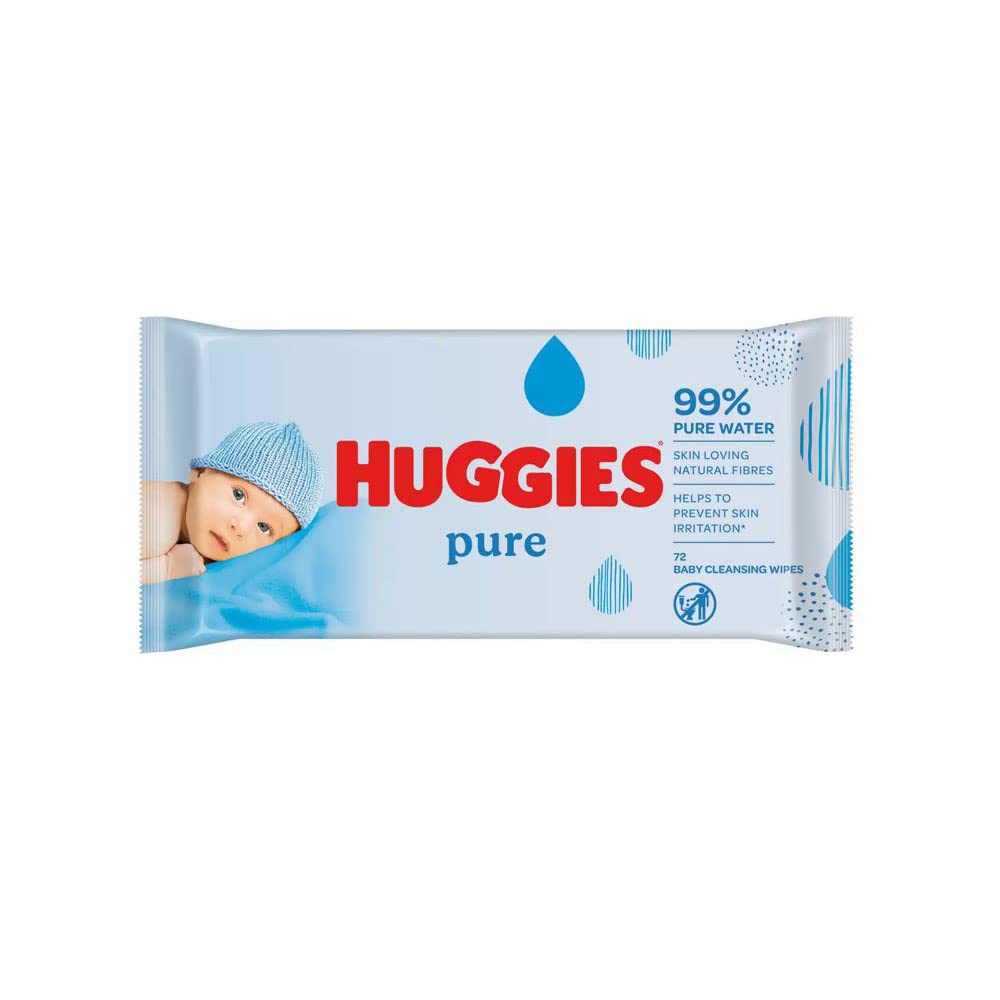 Huggies Pure Plastic Free Baby Wipes - Pack of 18 (864 Wipes) - 99% Water Wet Wipes, Fragrance Free, Hypoallergenic, Better Cleaning, Soft and Gentle on Babies' Delicate Skin