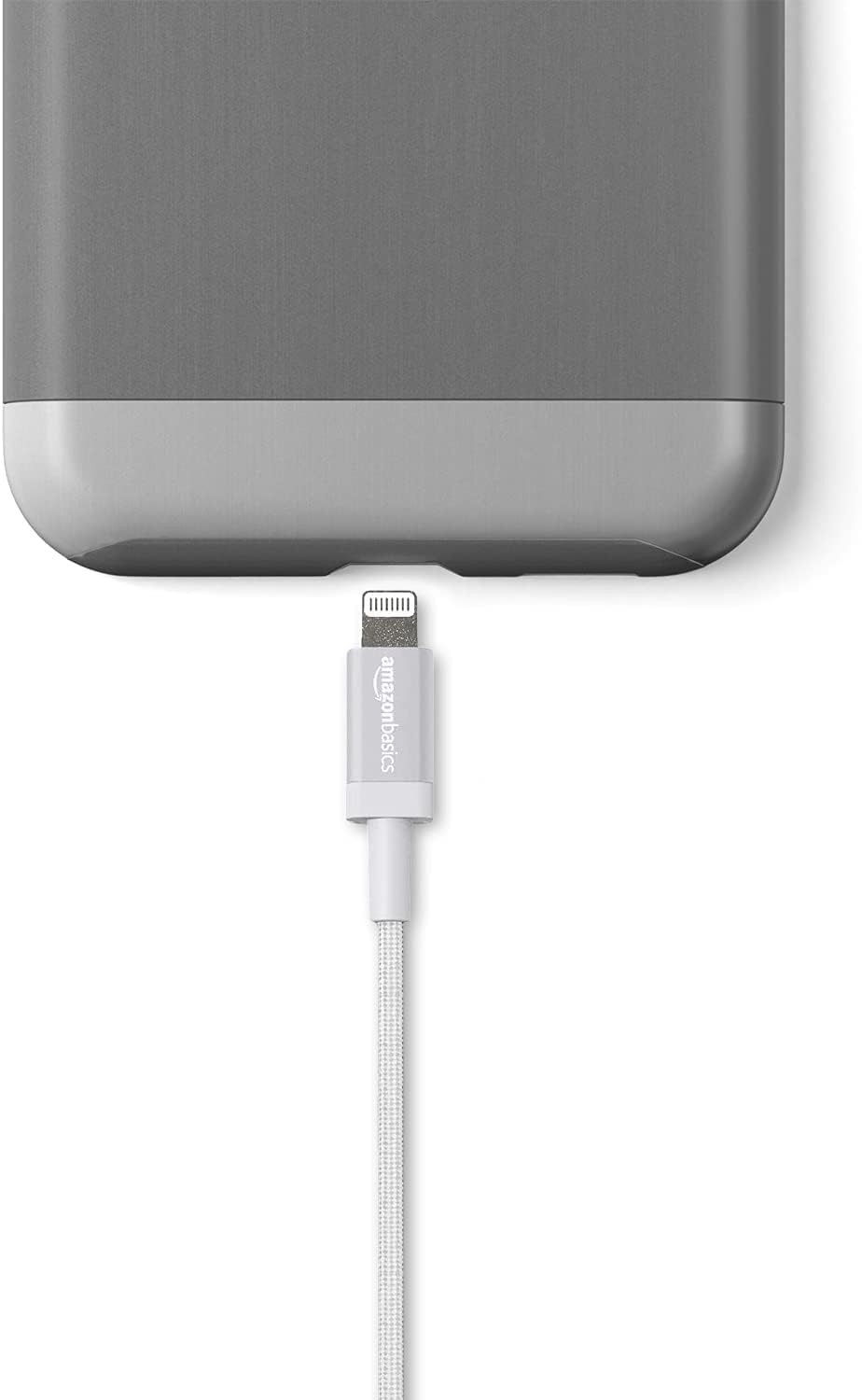 Amazon Basics USB to Lightning Cable, Nylon Braided Charger for iPhone 14 13 12 11 X iPad, 0.9 m, Silver