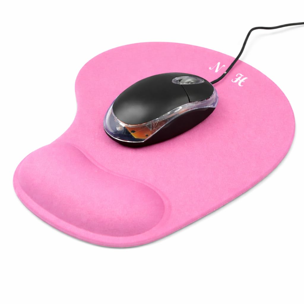 New Horrizon - Mouse Mat BLACK ANTI-SLIP COMFORT MOUSE PAD MAT WITH GEL FOAM REST WRIST SUPPORT FOR PC LAPTOP - Compatible with Laser and Optical Mice
