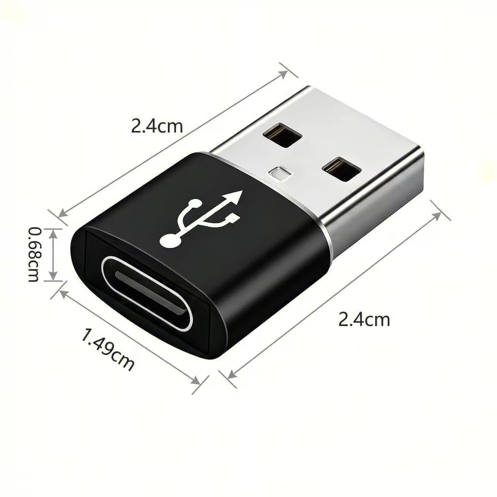 USB C to USB Adaptor, USB to USB C Adapter 2Pack, Type C Female to A Male Charger Cable Converter Compatible with Notebook, Tablet, Smartphone, iPad 10 Air 4 5,Apple 15 14 13 12 Pro Max (Black)