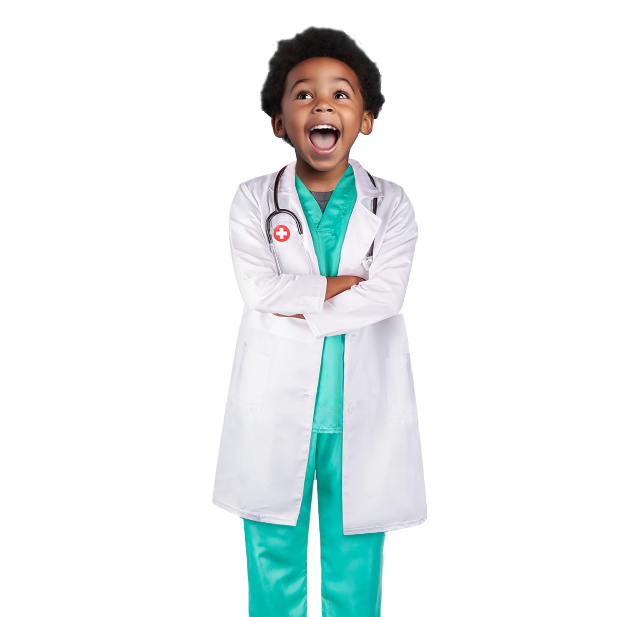 Meland Doctor Costume for Kids 3-10, Pretend Play Career Dress Up with Bag