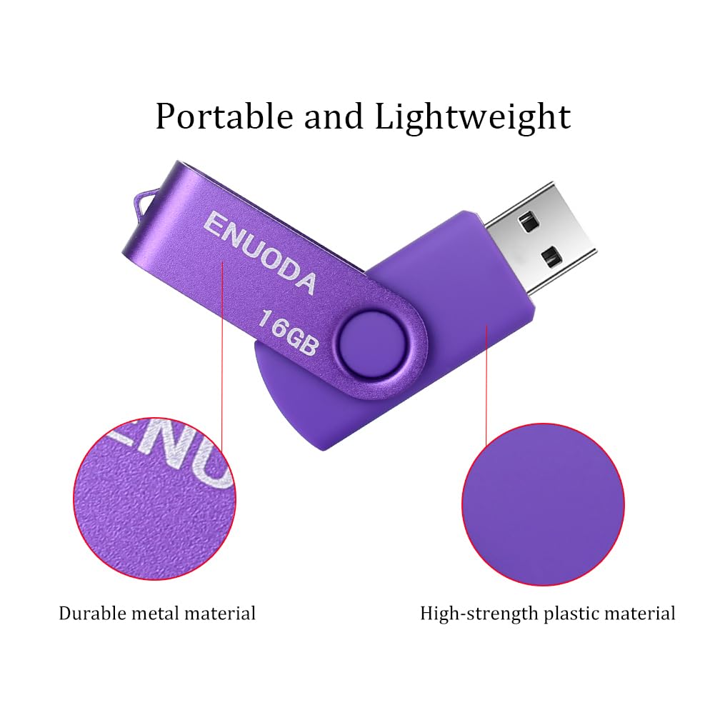 ENUODA Memory Stick 32GB USB 2.0 Flash Drives Swivel Design Pen Drive Fold Storage Thumb Drive with LED Light(Blue)