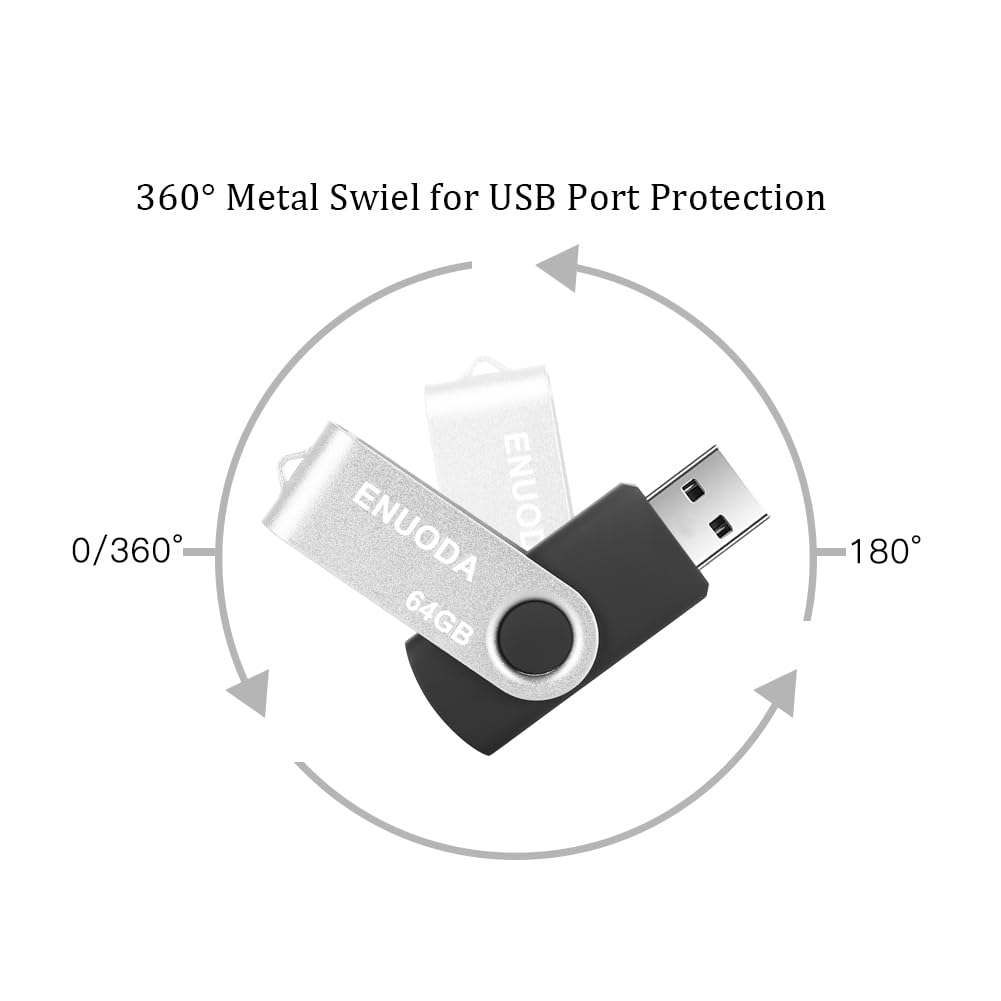 ENUODA Memory Stick 32GB USB 2.0 Flash Drives Swivel Design Pen Drive Fold Storage Thumb Drive with LED Light(Blue)