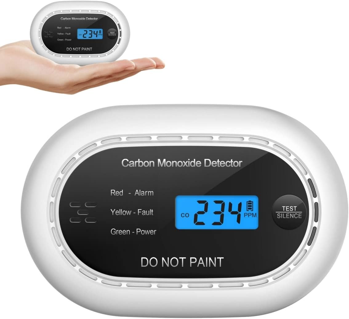 XINDUM Carbon Monoxide Detector 10-Year Battery LCD Display CE Black 1Pack