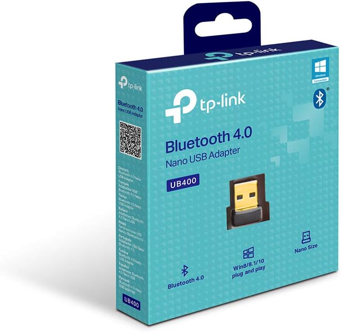 TP-Link Nano USB Bluetooth 4.0 Adapter for PC Laptop Desktop Computer, Bluetooth Dongle and Receiver for Windows 11/10/8.1/8/7/XP, Plug and Play(UB400)