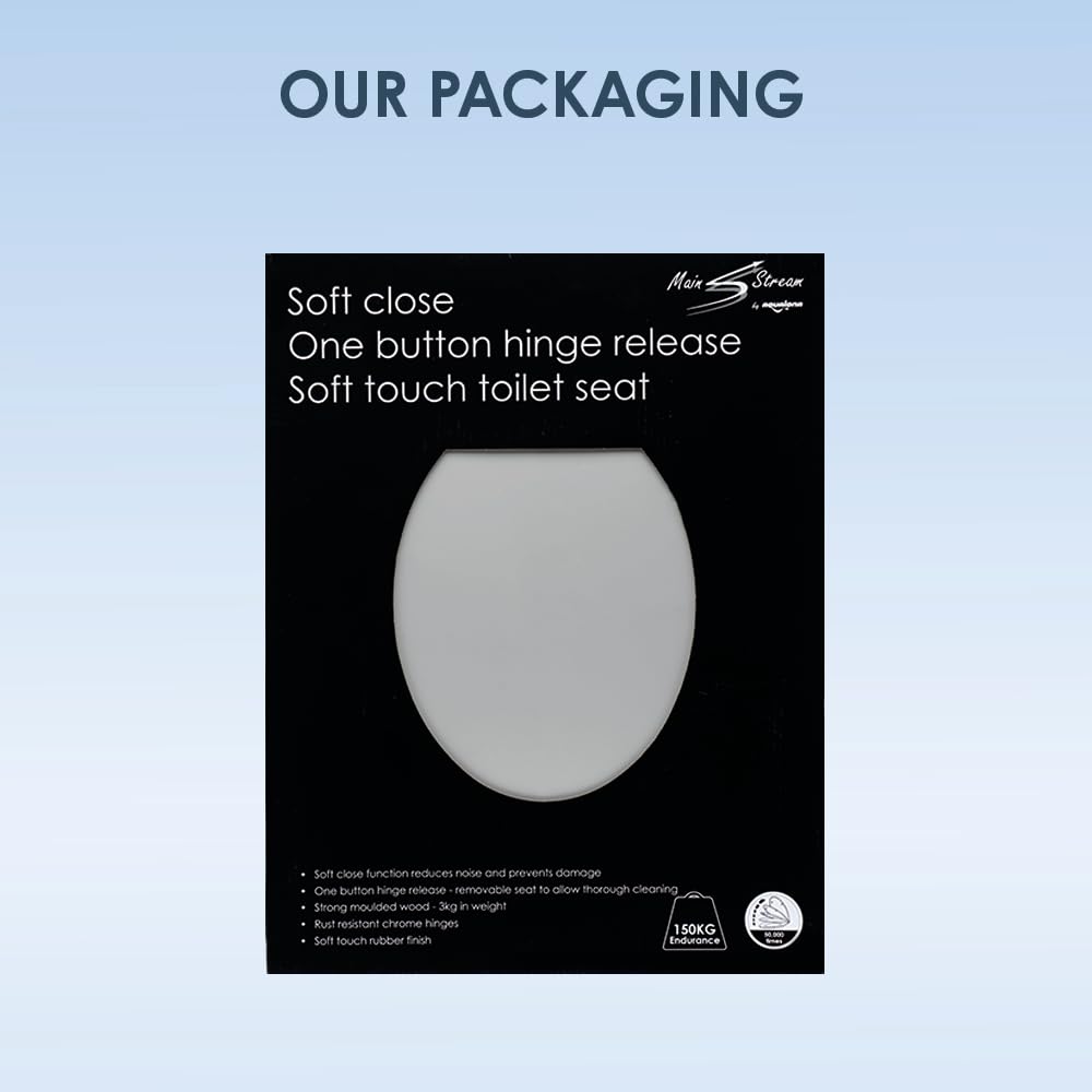 AQUALONA® Luxury Grey Oak Effect Toilet Seat - Soft Close MDF Moulded Wood Seat with Quick Release Button and Durable Hinges - Comfortable, Easy to Clean and Install with Universal Fittings