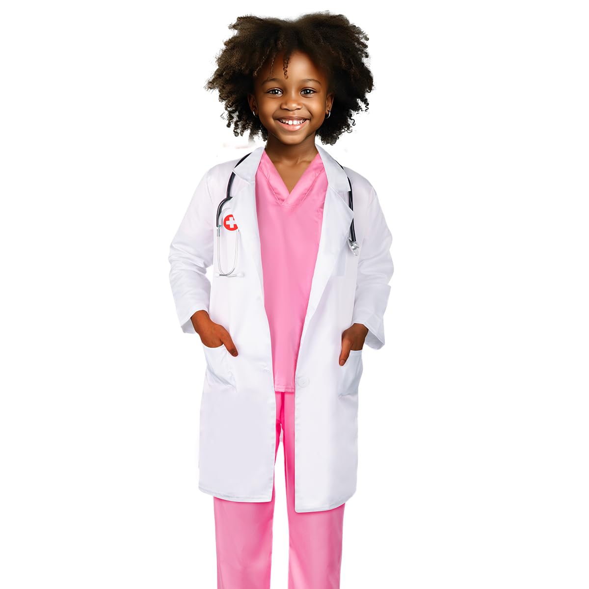 Meland Doctor Costume for Kids 3-10, Pretend Play Career Dress Up with Bag