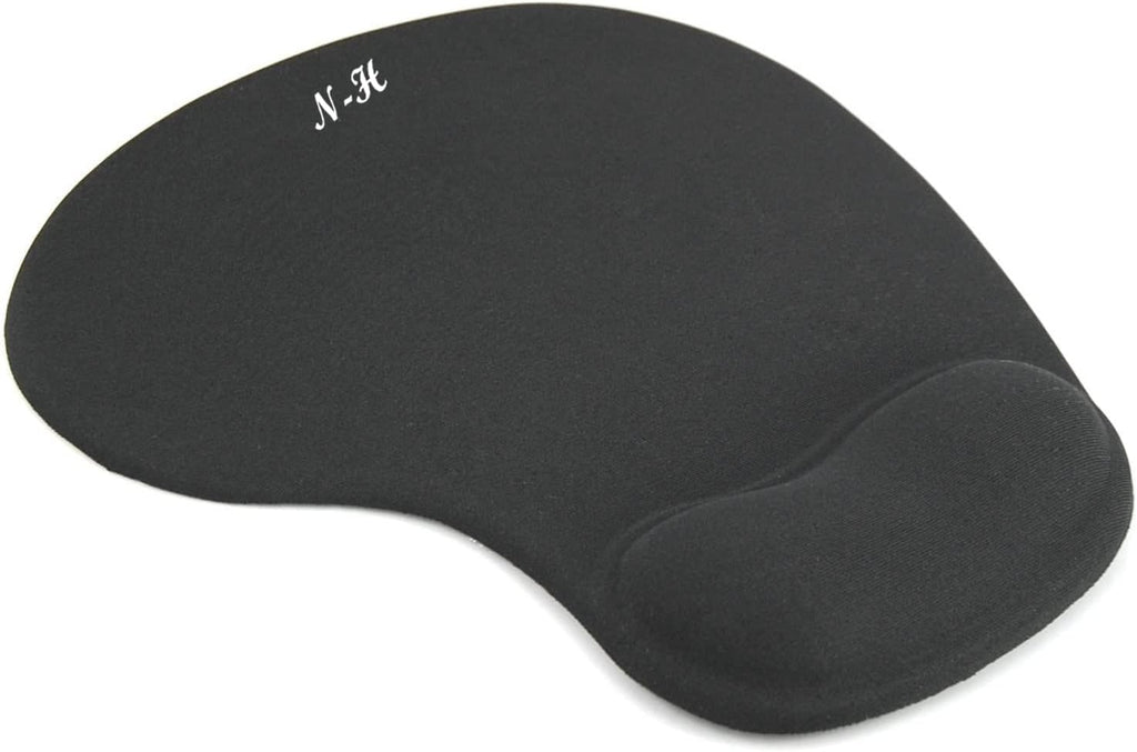 New Horrizon - Mouse Mat BLACK ANTI-SLIP COMFORT MOUSE PAD MAT WITH GEL FOAM REST WRIST SUPPORT FOR PC LAPTOP - Compatible with Laser and Optical Mice