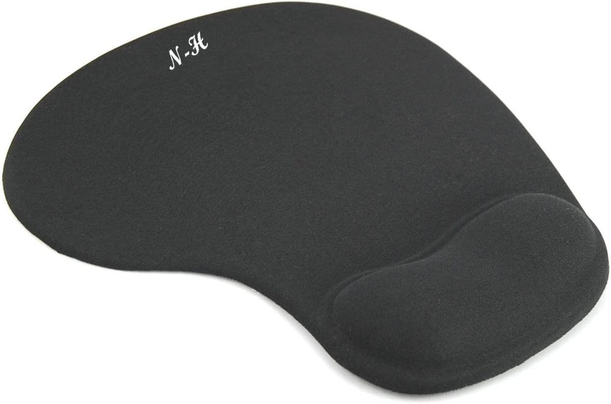 New Horrizon - Mouse Mat BLACK ANTI-SLIP COMFORT MOUSE PAD MAT WITH GEL FOAM REST WRIST SUPPORT FOR PC LAPTOP - Compatible with Laser and Optical Mice