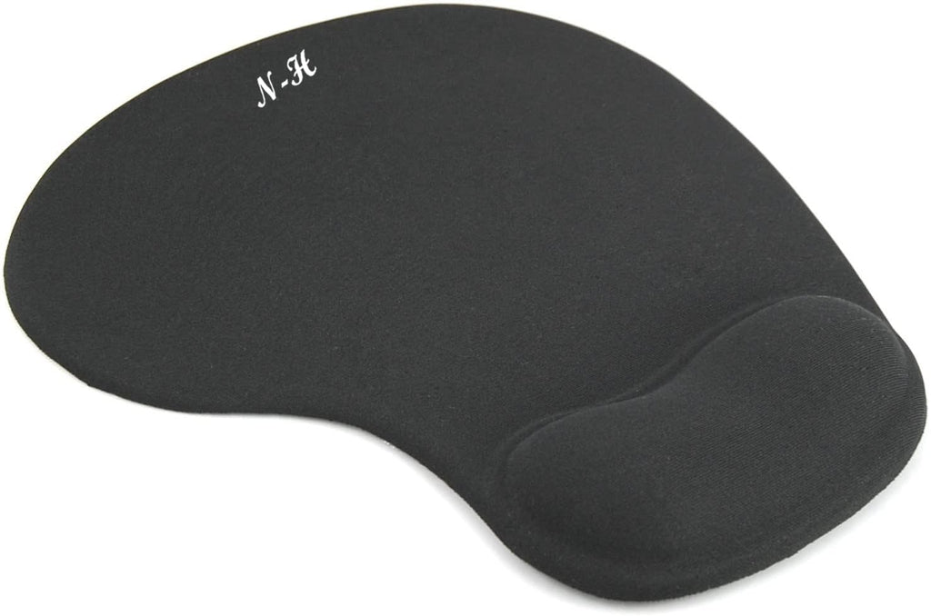 New Horrizon - Mouse Mat BLACK ANTI-SLIP COMFORT MOUSE PAD MAT WITH GEL FOAM REST WRIST SUPPORT FOR PC LAPTOP - Compatible with Laser and Optical Mice