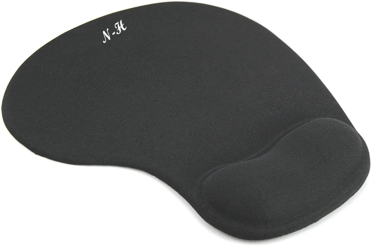 New Horrizon - Mouse Mat BLACK ANTI-SLIP COMFORT MOUSE PAD MAT WITH GEL FOAM REST WRIST SUPPORT FOR PC LAPTOP - Compatible with Laser and Optical Mice