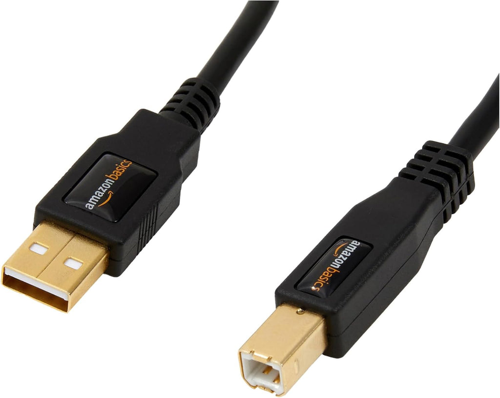 Amazon Basics USB Printer Cable, USB-A to USB-B 2.0, 1.8 m, Black