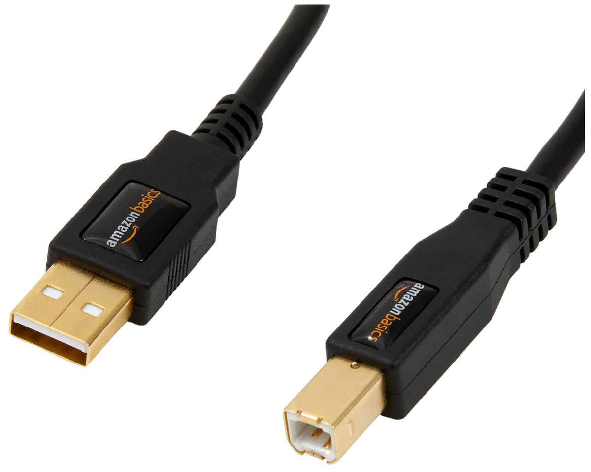 Amazon Basics USB Printer Cable, USB-A to USB-B 2.0, 1.8 m, Black