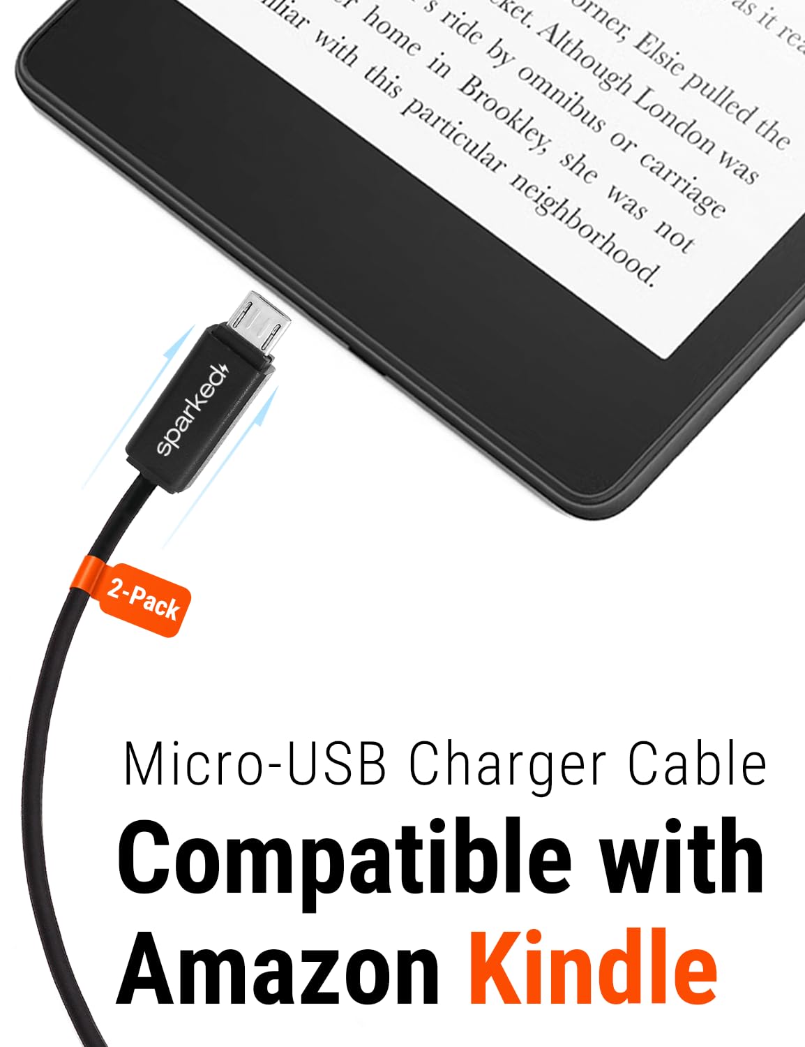 SPARKED Charger Cable UK for Kindle (2007 to 2018) Micro USB Charging Cable