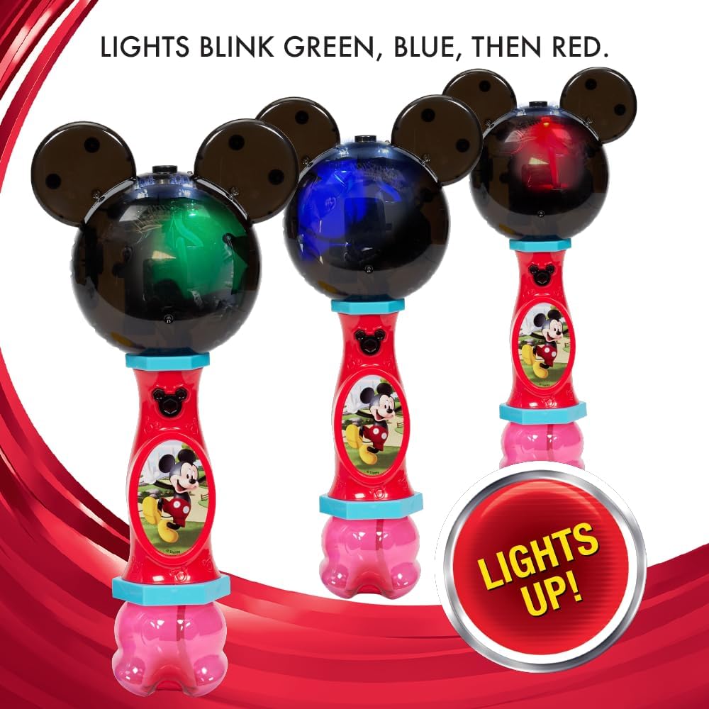Little Kids Disney Mickey Mouse Light and Sound Musical Bubble Wand, Includes Bubble Solution, Multi (20511)