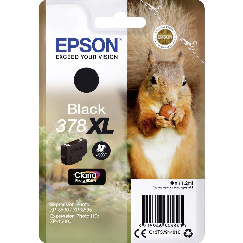 Epson 378 Black Squirrel Genuine, Claria Photo HD Ink Cartridge, Standard Capacity
