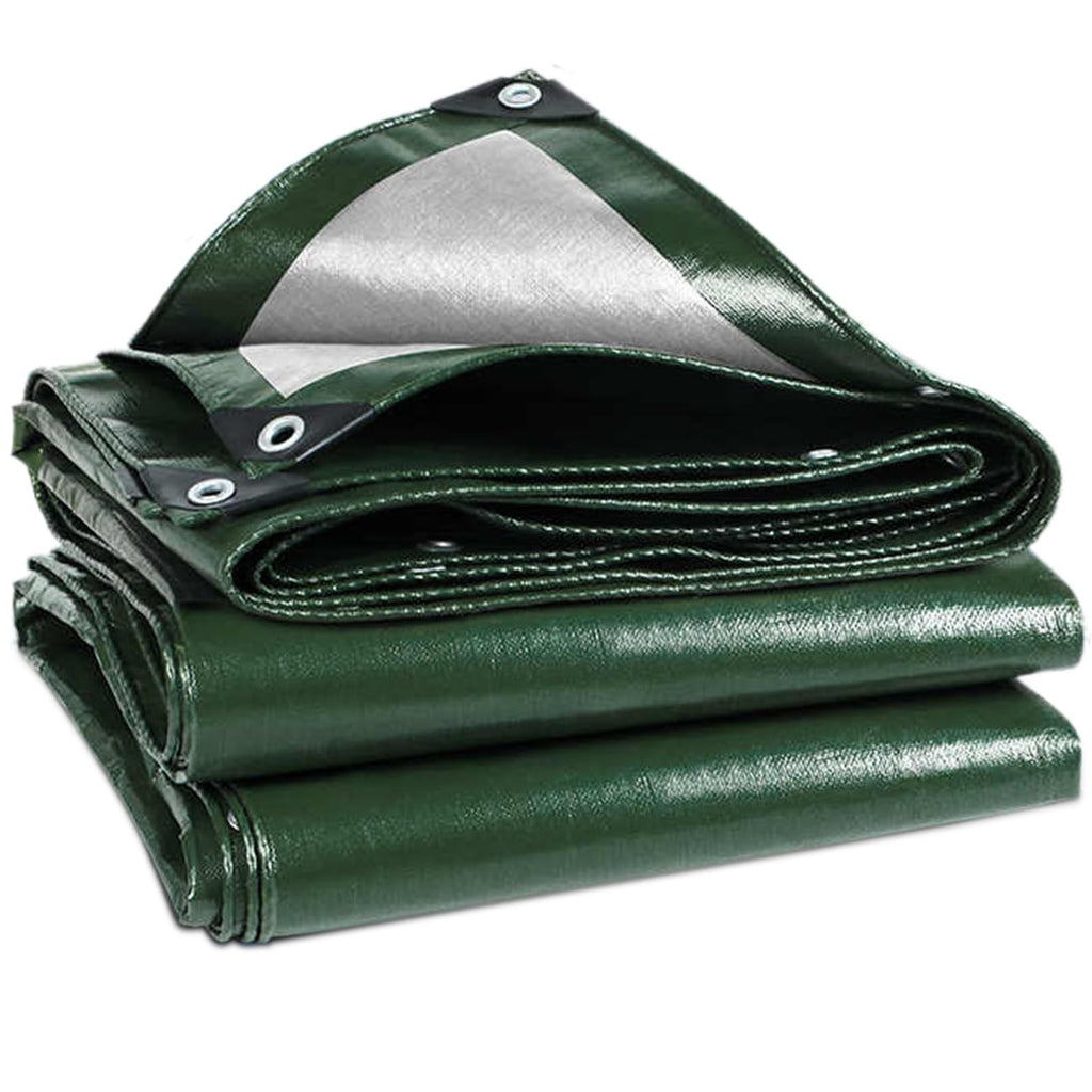 Wohohoho 120GSM Tarpaulin Waterproof Heavy Duty, 4m x 4m Large Green Rainproof Tarp UV/Tear Resistant PE Tarpaulin Sheet Tent with Reinforced Eyelets, Cover for Car, Pool, Caravan, Garden Furniture