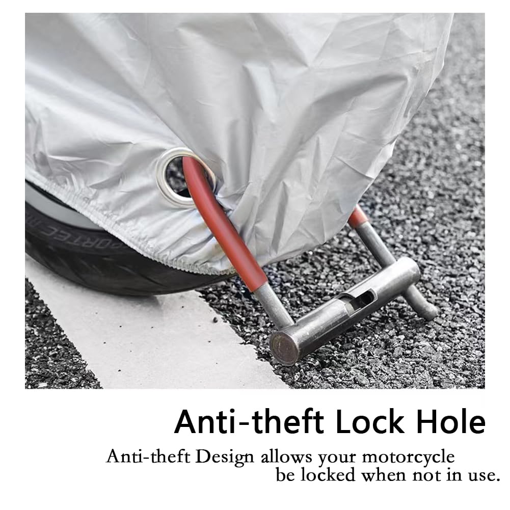 Motorcycle Cover Waterproof, Outdoor Motorbike Cover with Lock-Holes, All Season Protection Motorbike Vehicle Covers Fits up to 97" Motorcycles, Size 2XL - Black