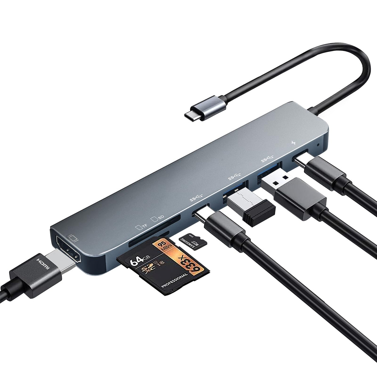 USB C to Dual HDMI Adapter, HDMI Splitter for Dual Monitors 4K@60Hz, USB C to HDMI Splitter Extended Display, USB Type C to Dual Monitors Adapter for MacBook Pro/Air, iPad, Surface, Dell, Chromebook