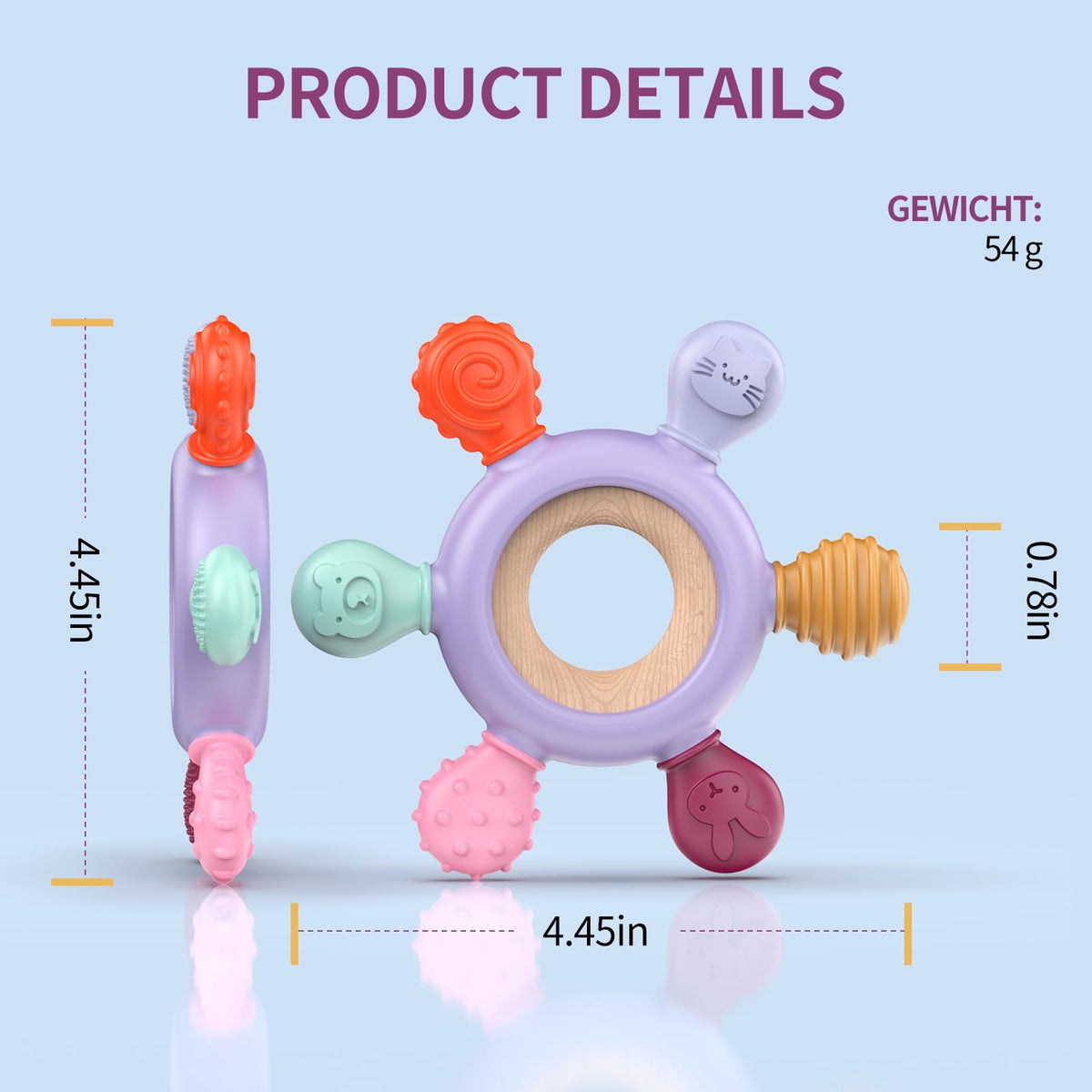 akolik Teething Toys for Baby,Teething Relief Teether Toys for Babies 3-6-12 Months, Silicone Sensory Wooden Teething Toys, BPA-Free,Baby Essentials for 3-6 Months Boy, Girl Toddlers
