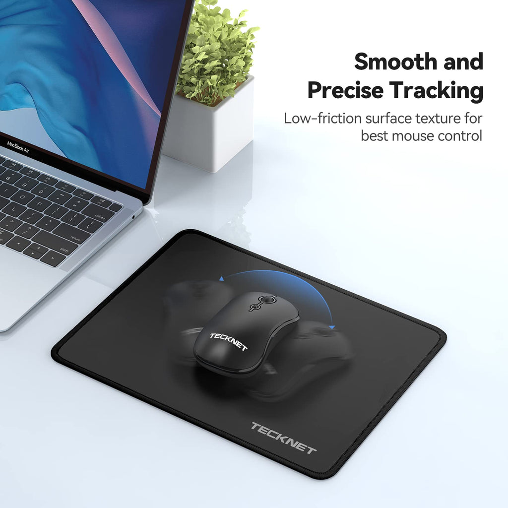 TECKNET Mouse Mat, 2 Packs with Stitched Edges, 270x210x3mm Mousepad