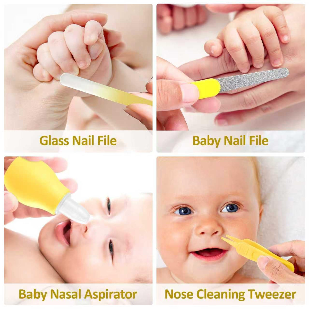 Qunlions life Baby Healthcare and Grooming Kit, Infant Safety Care Set with Hair Brush Comb Nail Clipper, Baby Essentials Kit for Newborn Girls Boys (Green 14 in 1）