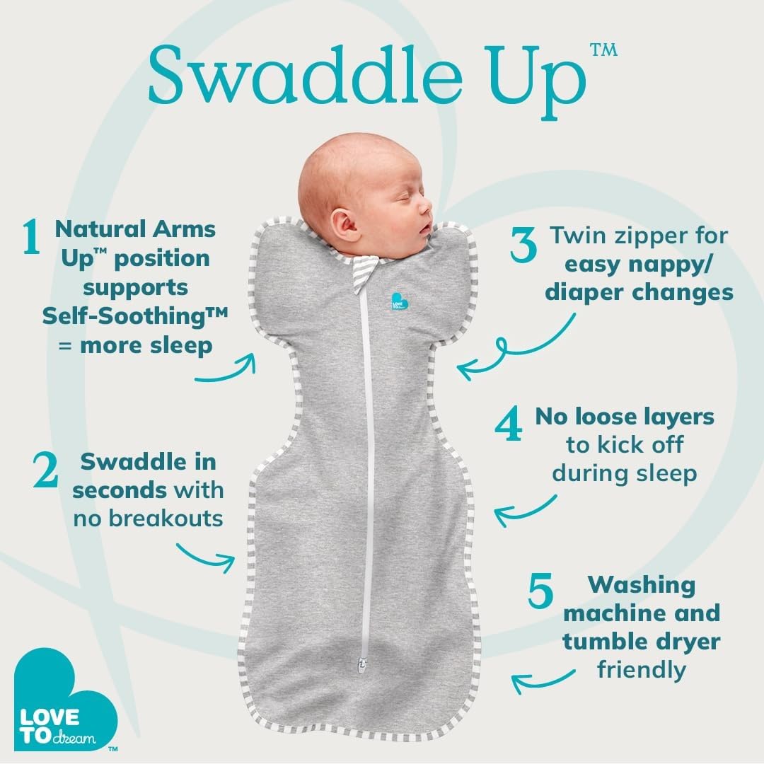 Love To Dream Swaddle Up, S 3.5-6kg, White Dreamer, 2.5 Tog